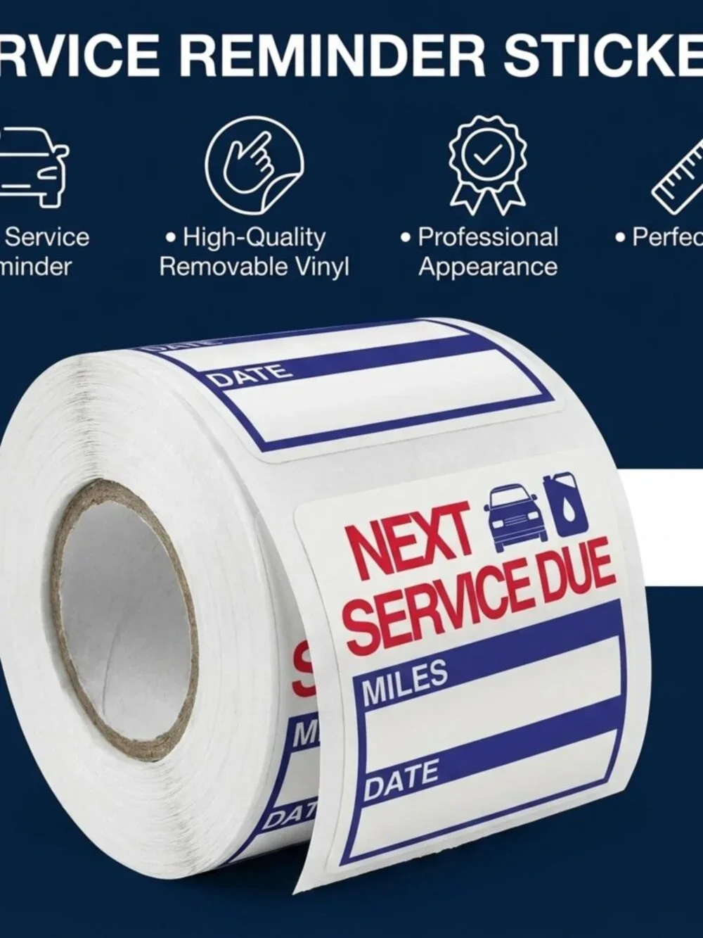 PERFORMORE 300 Pcs Oil Change Stickers  2 x 2 Removable Vinyl Labels for Windshi